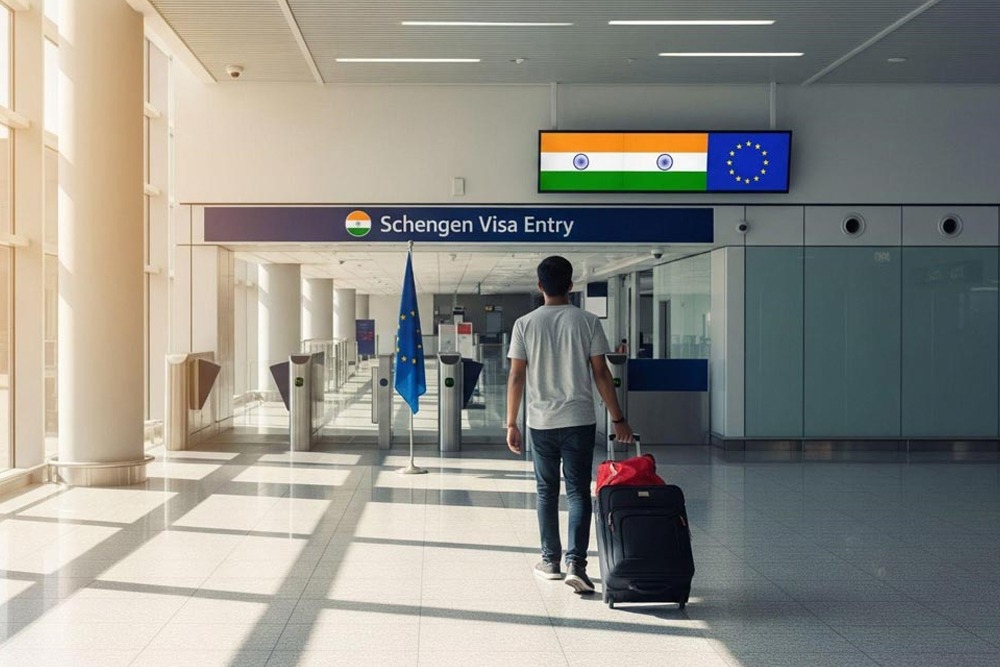 AbroadGatewayy's tweet card. Complete 2025 guide for Indians applying for a Schengen Visa. Check eligibility, documents, fees and step-by-step application process.