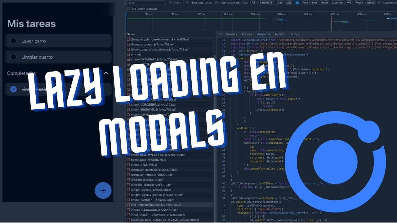 luisbytes's tweet card. Lazy loading para Modals en Ionic v8 y Angular v17 con Standalone