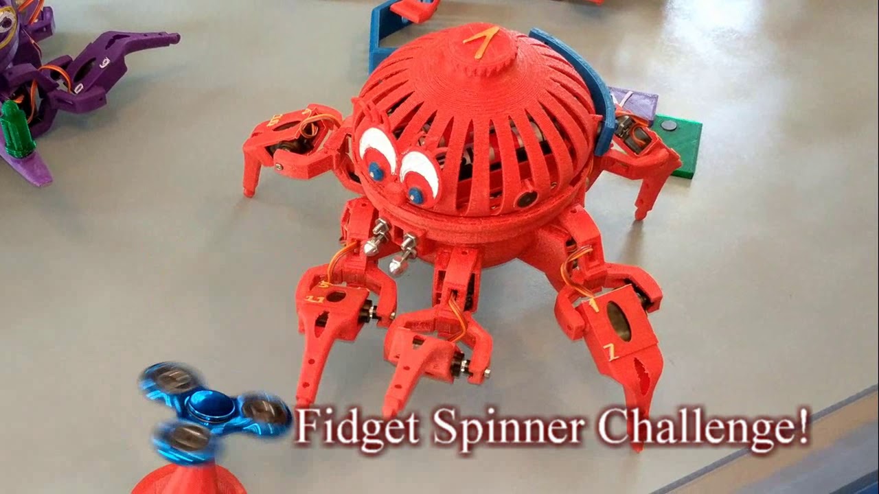 VorpalRobotics's tweet card. Vorpal Hexapod Fidget Spinner Challenge