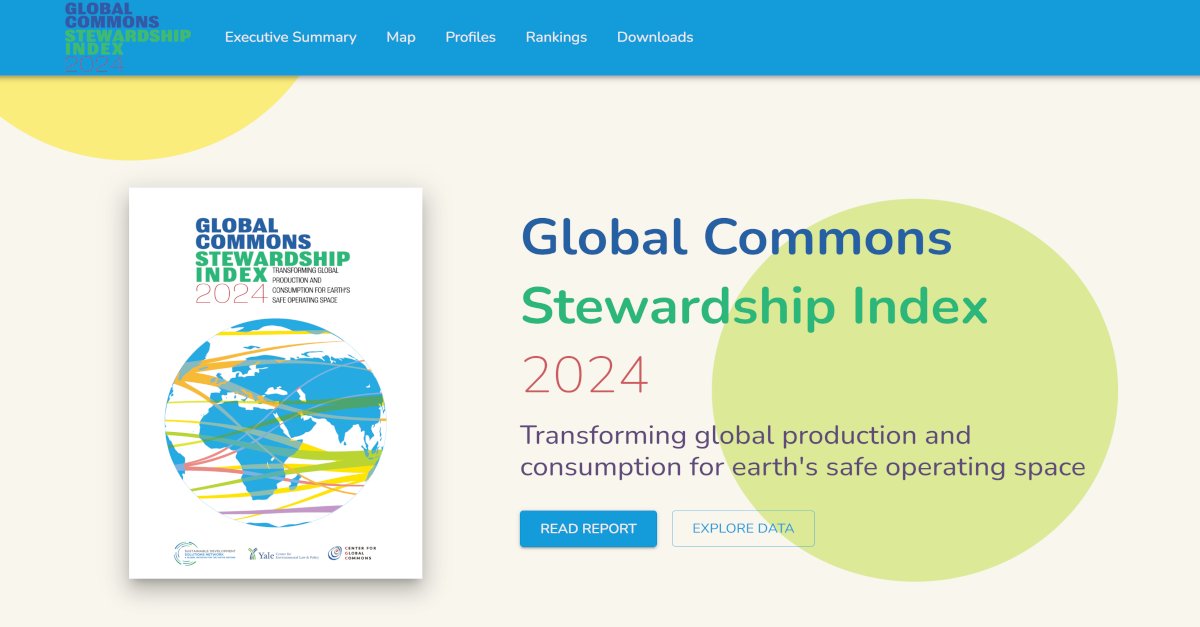YaleCELP's tweet card. The Global Commons Stewardship (GCS) Index provides the latest information on countries’ domestic and spillover impacts on the Global Commons.