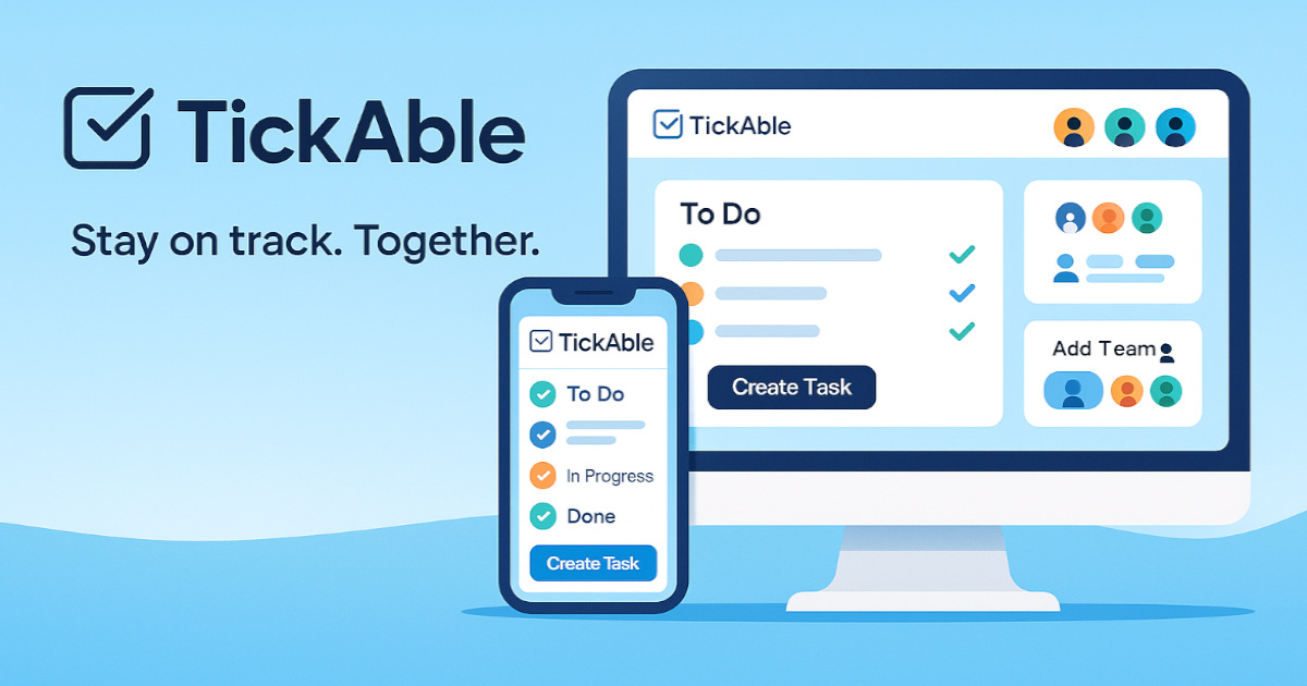 TickAbleUK's tweet card. Stay organised and on track with TickAble - the clean, mobile-friendly task manager built for small teams. Assign tasks, track progress, and collaborate effortlessly, wherever you work.