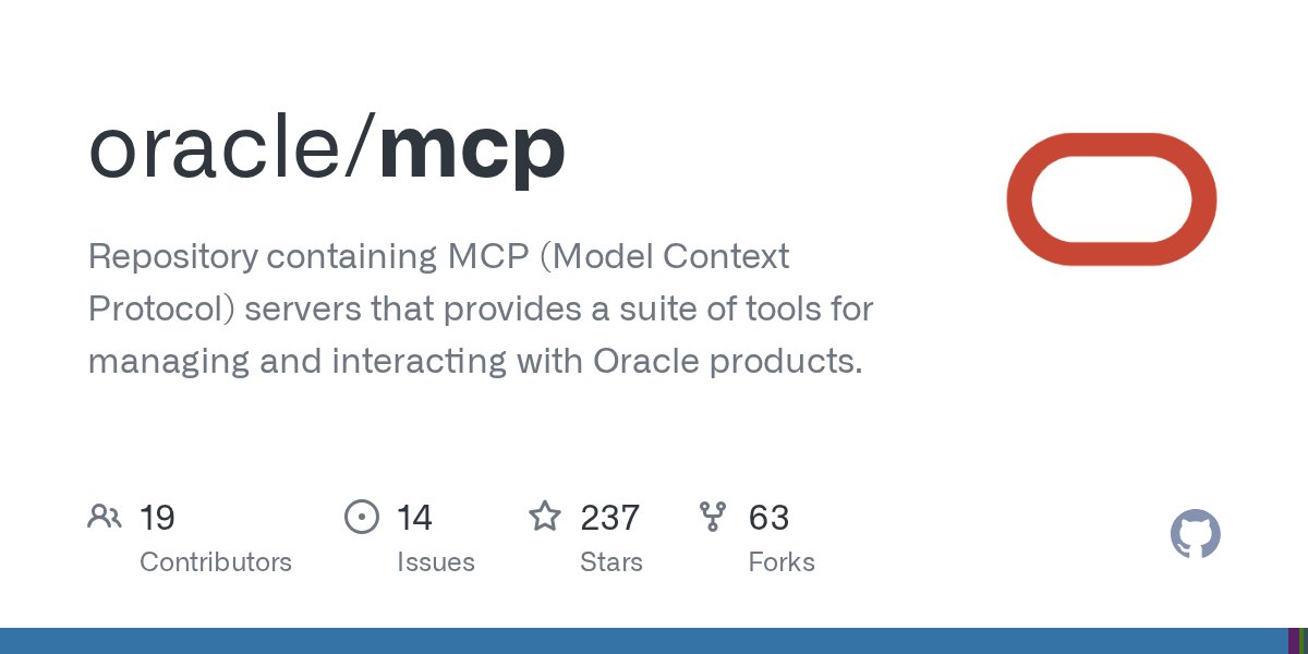 mysql_jp's tweet card. Repository containing MCP (Model Context Protocol) servers that provides a suite of tools for managing and interacting with Oracle products. - oracle/mcp