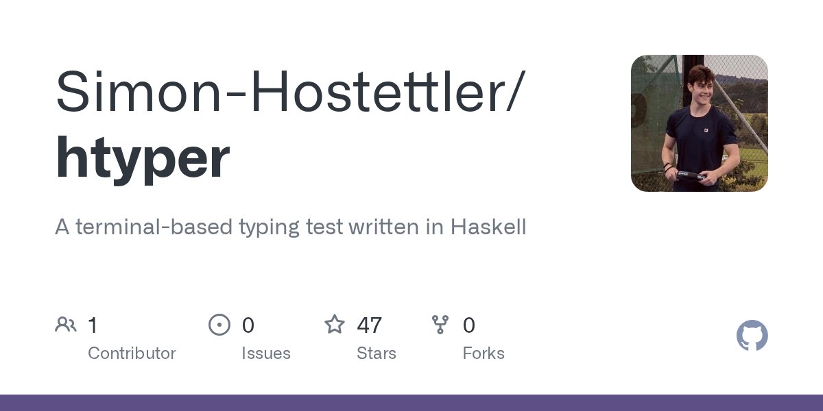 brick_haskell's tweet card. A terminal-based typing test written in Haskell. Contribute to Simon-Hostettler/htyper development by creating an account on GitHub.