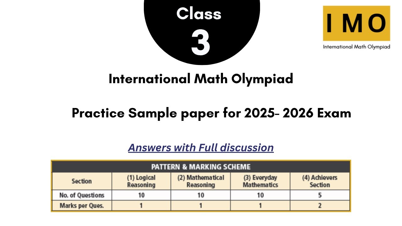 Indianonlinesc1's tweet card. International Math Olympiad (IMO 2025-26) - Grade 3 Practice Paper...