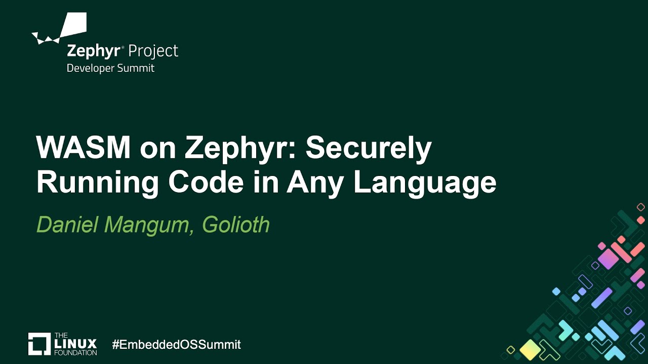 hasheddan's tweet card. WASM on Zephyr: Securely Running Code in Any Language - Daniel...