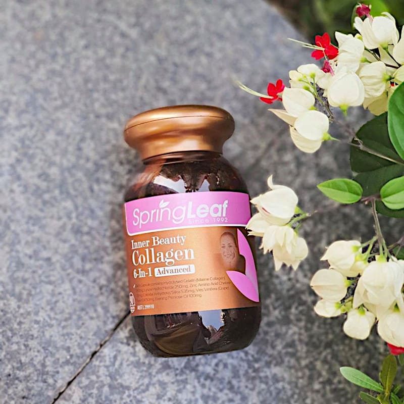 Ovanicvn's tweet card. Viên uống collagen Spring Leaf Inner Beauty Collagen 6 in 1 nổi tiếng với công dụng giúp hỗ trợ chống lão hóa da, da căng mịn, tóc mượt mà, móng chắc khỏe.