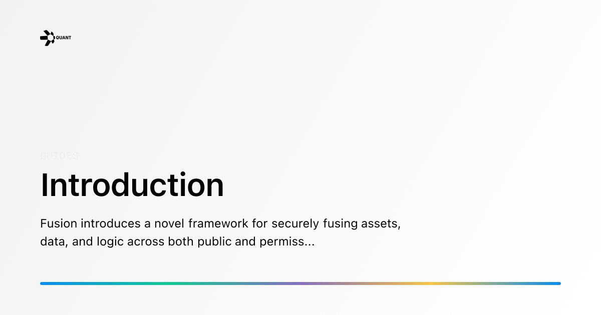 OverledgerDev's tweet card. Fusion introduces a novel framework for securely fusing assets, data, and logic across both public and permissioned distributed ledgers. It is underpinned by Quant's foundational patents [1, 2] and a...