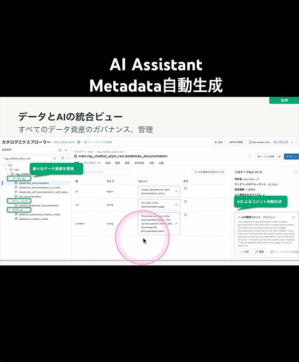 dataaifan's tweet card. 基礎編05_AI Assistant機能を利用して、Unity Catalogのメタデータを一括生成 #databricks...