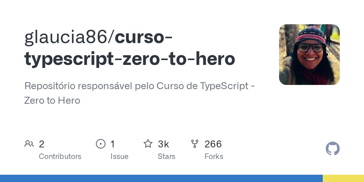 glaucia_lemos86's tweet card. Repositório responsável pelo Curso de TypeScript - Zero to Hero - glaucia86/curso-typescript-zero-to-hero