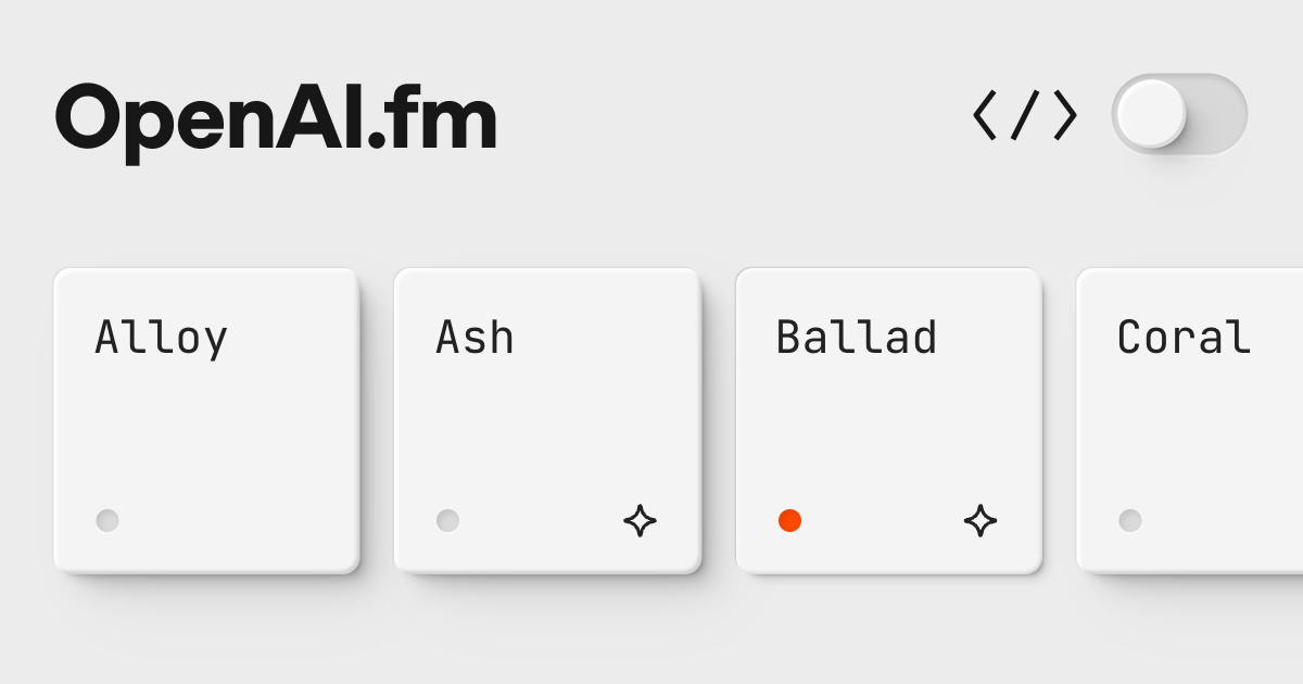 OpenAIDevs's tweet card. An interactive demo for developers to try the new text-to-speech model in the OpenAI API