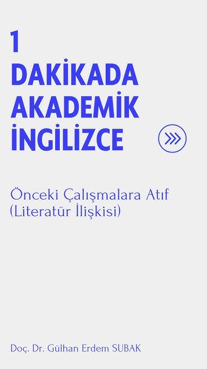 DocDrSubak's tweet card. 1 Dakikada Akademik İngilizce #7 | Önceki Çalışmalara Atıf (Previous...