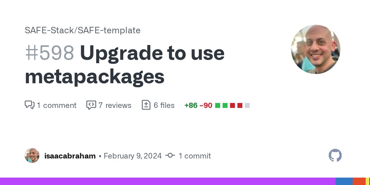 safe_stack's tweet card. Closes #557. This PR introduces dependencies on two NuGet metapackages, SAFE.Server and SAFE.Client. They contain the dependencies required for SAFE Stack applications as well as some nice helper t...
