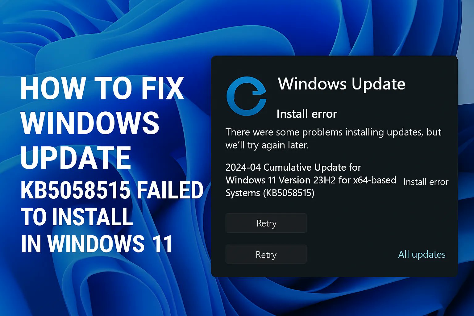 SolvedWindows's tweet card. Honestly, if you've been fighting with KB5058515 not installing on Windows 11, you're not alone. That update—probably from May 2025 (I keep losing track)—was part of that cumulative preview aimed…