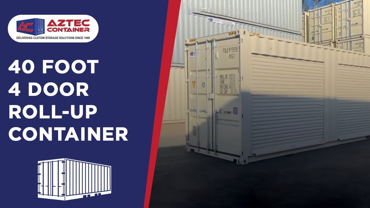 AztecContainers's tweet card. 40 Foot Container 4 Roll up Doors - Aztec Containers