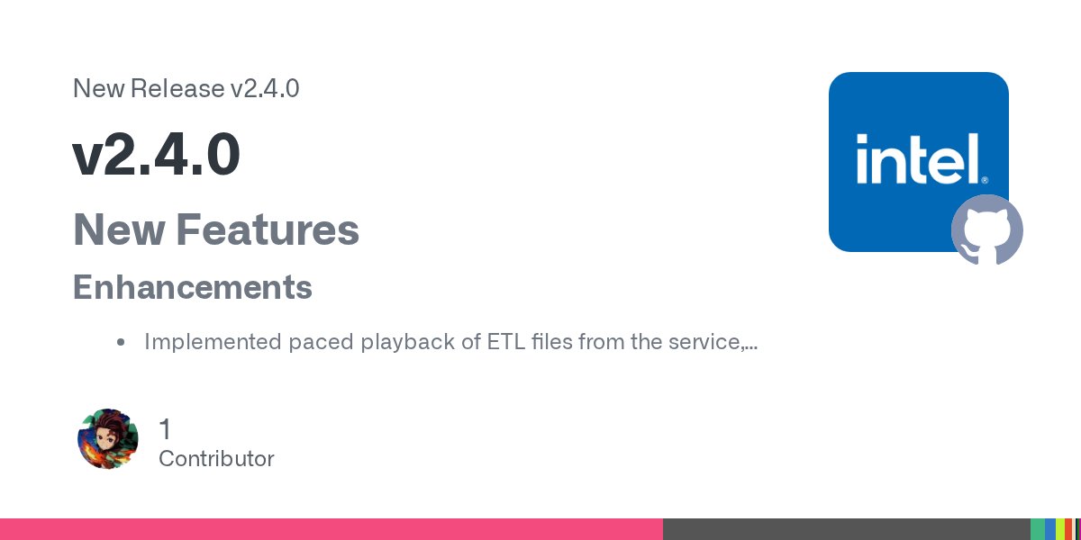Haze2K1's tweet card. New Features Enhancements Implemented paced playback of ETL files from the service, allowing the service to process ETL files at realtime cadence Added automated test that uses paced ETL playback ...