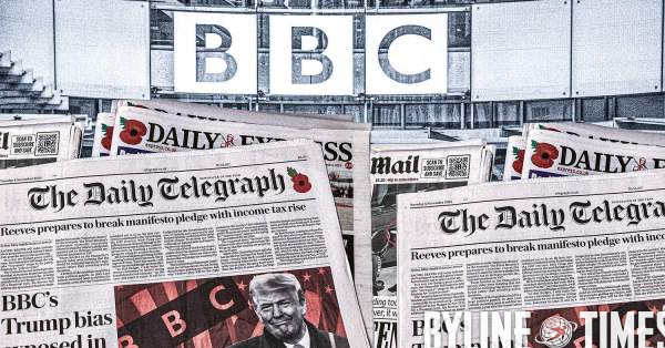 NafeezAhmed's tweet card. Byline Times’ analysis of key sources in the memo about the BBC’s alleged ‘progressive bias’ shows it relied on highly partisan right-wing, Trump-aligned organisations