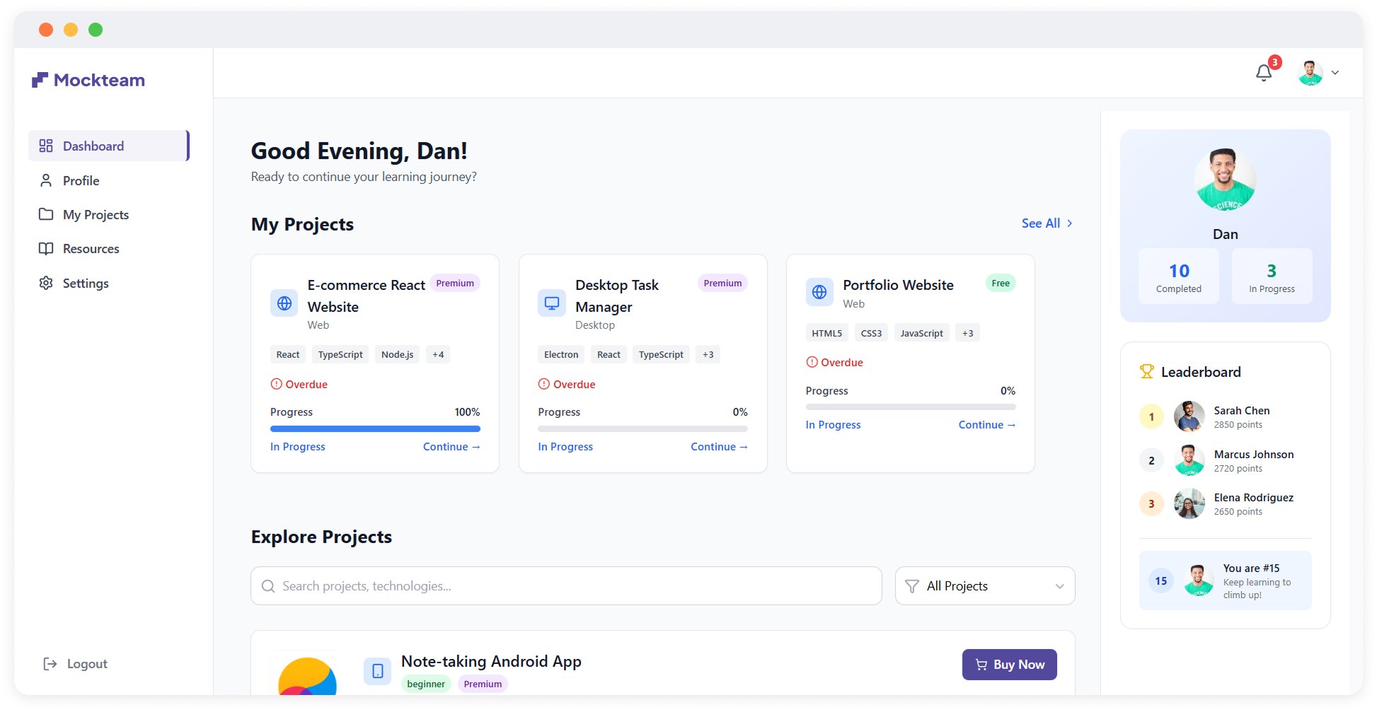AmitCoder's tweet card. Build like it’s your first job. Real projects. Real docs. Real experience. Start free.