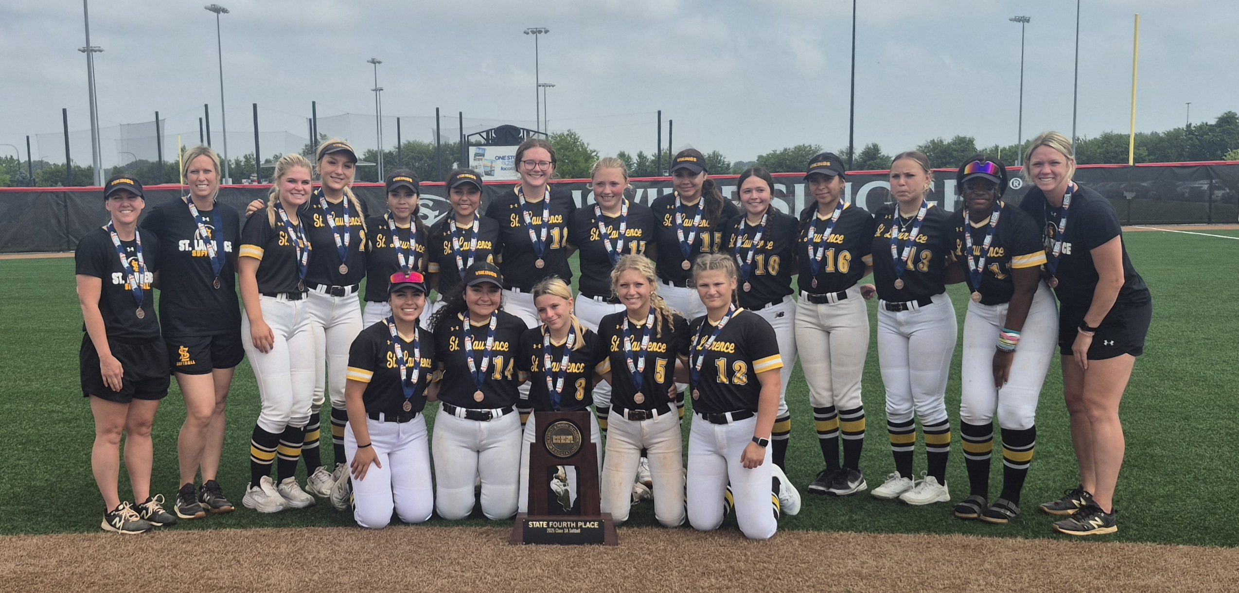 mikeclarkpreps's tweet card. The state trophy was the first for a St. Laurence girls team since the school went co-ed in 2017.