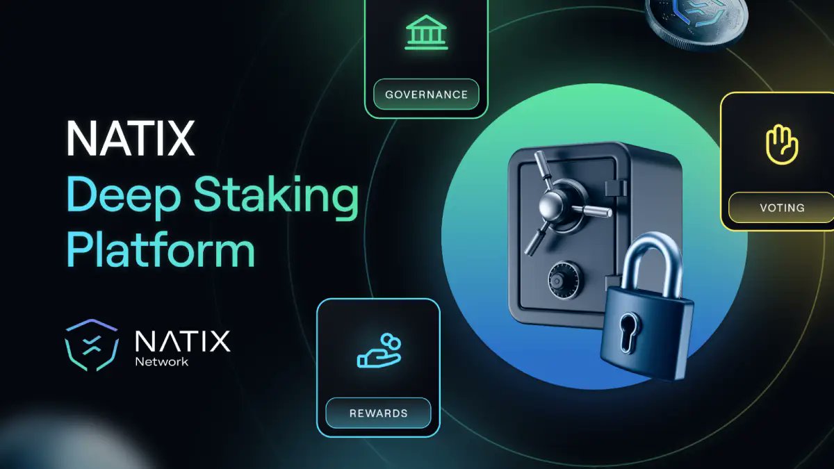 NATIXNetwork's tweet card. Stake your $NATIX tokens securely on the new NATIX deep staking platform. Earn rewards, enjoy compounding interest, and participate in network governance.