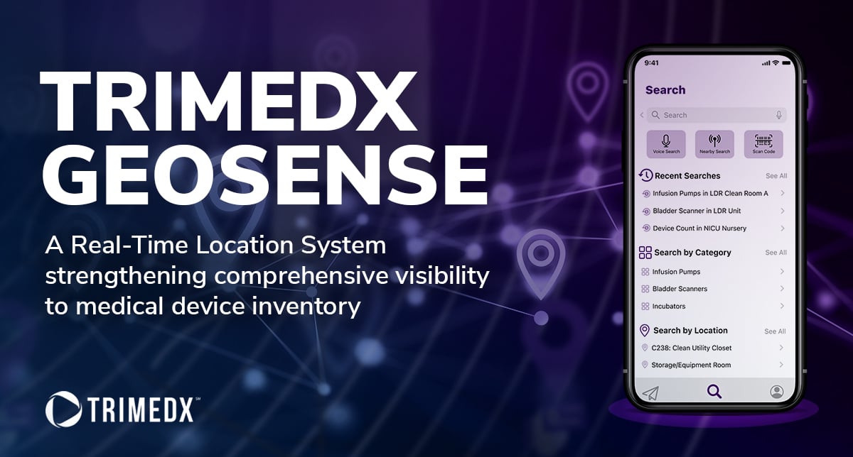 TRIMEDX's tweet card. TRIMEDX GeoSense, a real-time location system (RTLS) for health care provides accurate, timely tracking data using next-generation, multi-modal technology.
