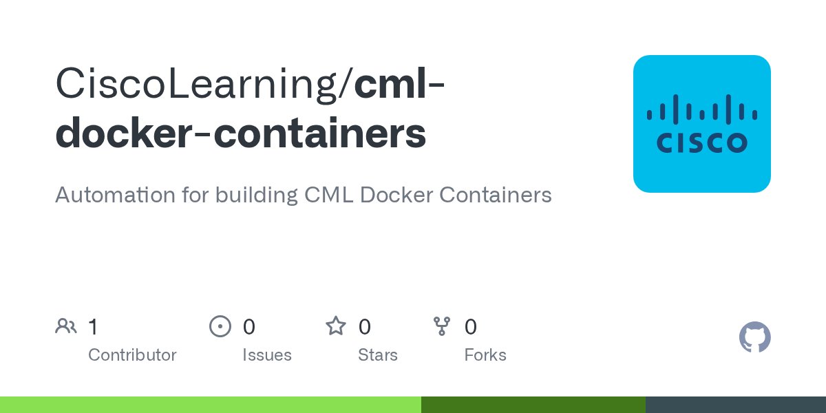 rschmied_csco's tweet card. Automation for building CML Docker Containers. Contribute to CiscoLearning/cml-docker-containers development by creating an account on GitHub.