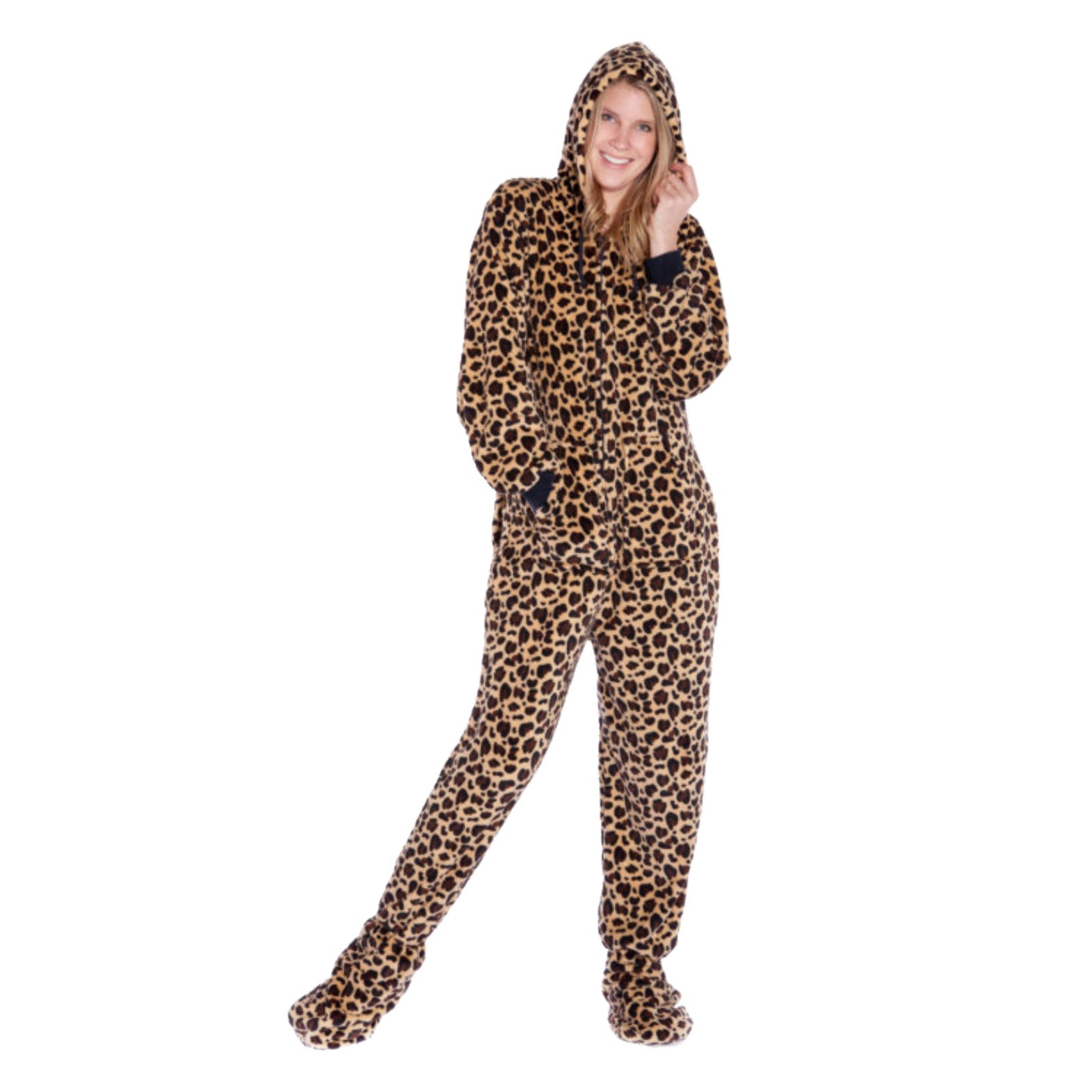 bigfeetpjs's tweet card. When it's time to show your wild side, do it in a leopard print onesie for adults. Roar, growl or purr in these stylish footed pajamas. Made with baby blanket-like soft fleece.
