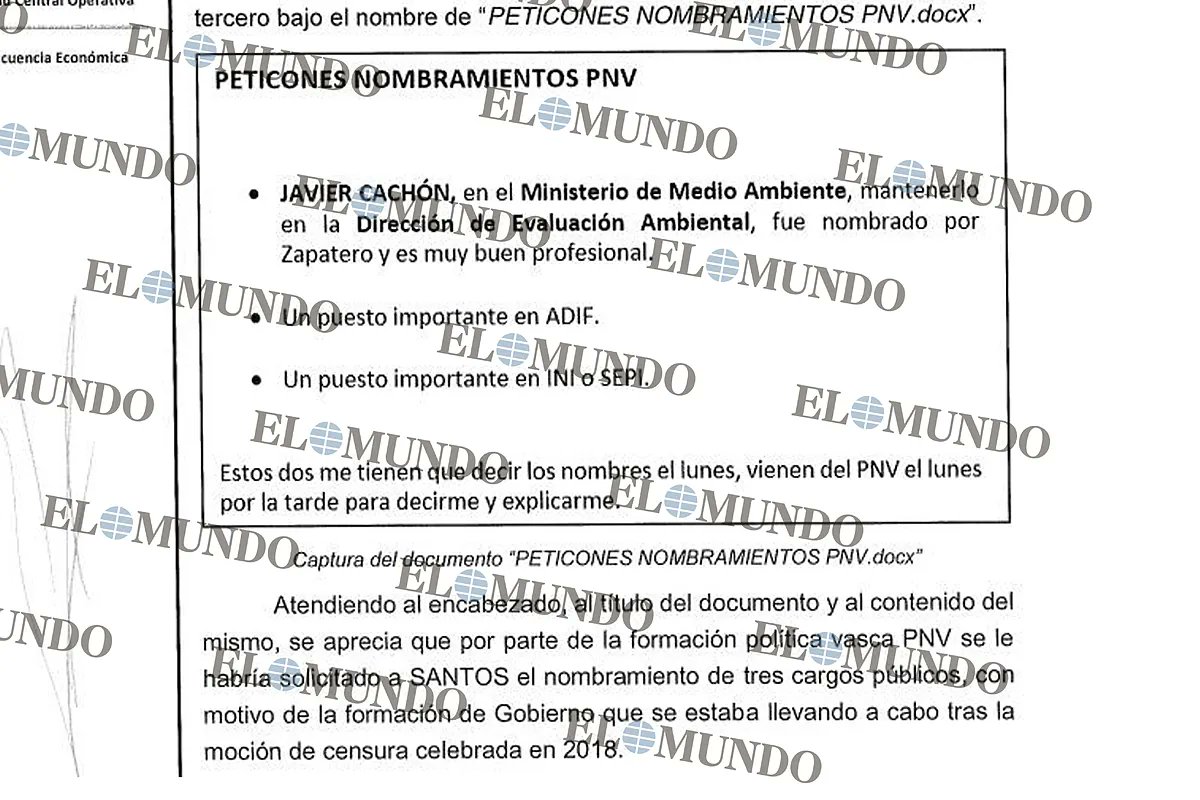 elmundoes's tweet card. El PNV habría pedido cargos públicos para apoyar la moción de censura de Pedro Sanchez en 2018. En concreto, habría solicitado a Santos Cerdán el nombramiento de tres cargos...