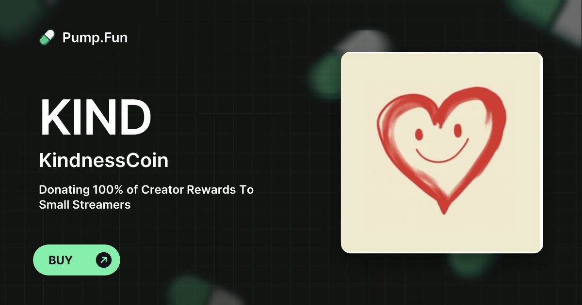 TheKindCoin's tweet card. Donating 100% of Creator Rewards To Small Streamers