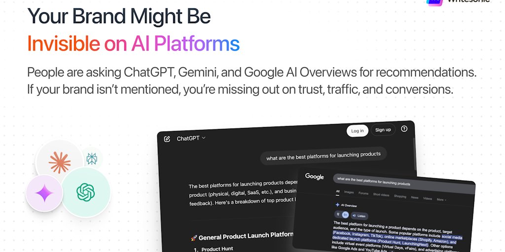 ChatSonicAI's tweet card. Writesonic's AI writing assistant, you can generate high-quality, human-level blog posts, article, landing pages, emails, product descriptions, digital ads and more in seconds. All you have to do is...
