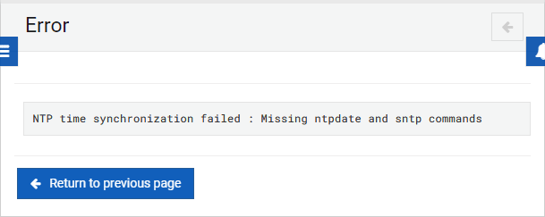 ourcodeworld's tweet card. Learn how to easily fix this error that appears when you try to synchronize your system time using an online service with Webmin.