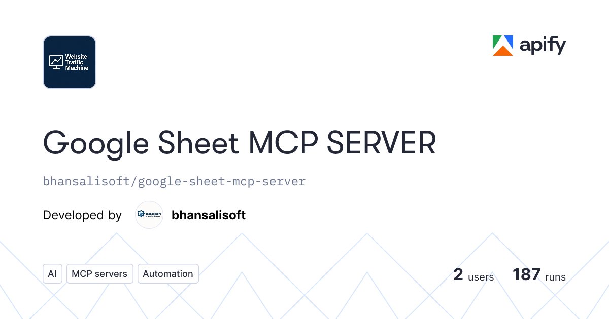 BhansaliSoftwa1's tweet card. Google Sheet MCP SERVER for unique tool for Google Sheet integration with all functionality on Any AI Tool