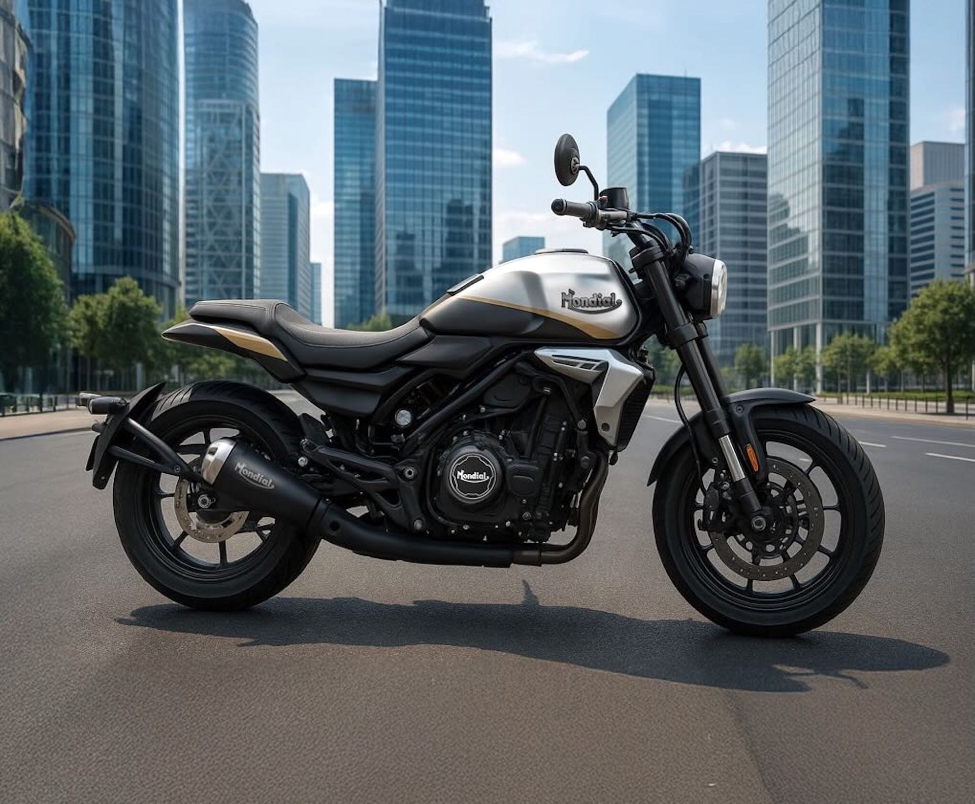 thrust_zone's tweet card. 2026 FB Mondial Spartan 600 Revealed - Its round headlight and Mondial-branded exhaust draw inspiration from classic cruisers