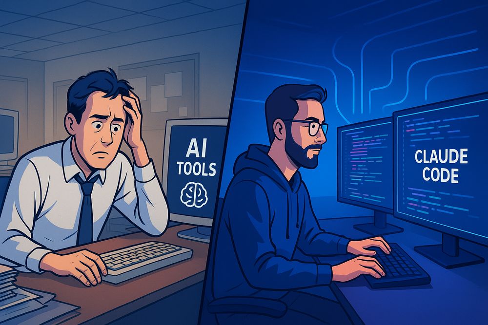 selfdevelop2019's tweet card. フリーランスエンジニアはAIツールで生産性を爆上げしているのに、企業勤めのエンジニアはほとんど使っていない。なぜこの格差が生まれるのか？ベテランエンジニアが語るAIツールの光と影、そして賢い付き合い方を解説します。