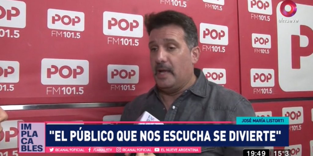 implacablesC9's tweet card. El comediante contó cómo se lleva con el mundo de la radio y se refirió a la actualidad de la televisión nacional.