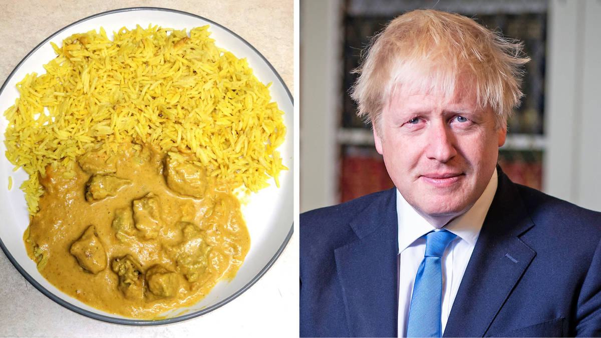 LBC's tweet card. A carer has spotted an uncanny resemblance to Boris Johnson…in a chicken korma.