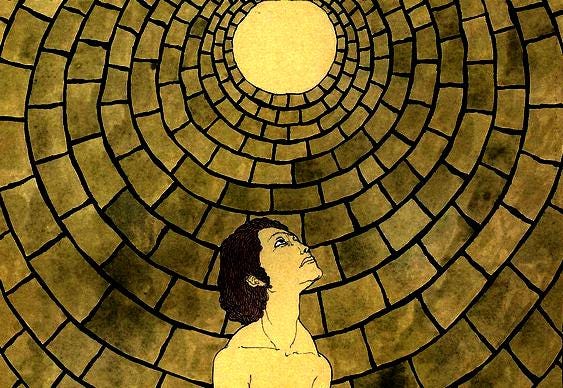 eli_rlima's tweet card. Certo dia, você percebe que está dentro de um poço.