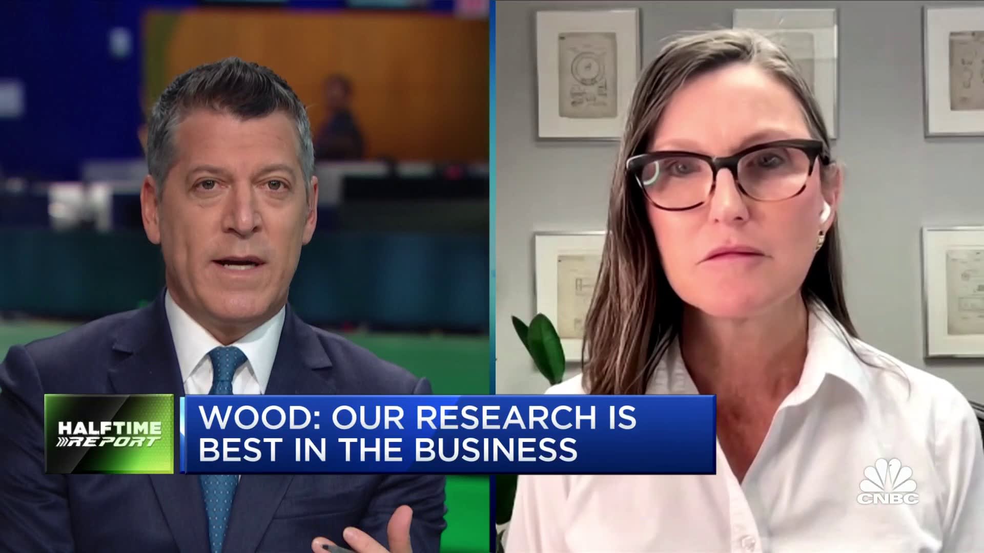 HalftimeReport's tweet card. ARK Invest's Cathie Wood joins the 'Halftime Report' to discuss her investments, why her portfolio is struggling right now and how her investment philosophy is driving the fund's portfolio. With...