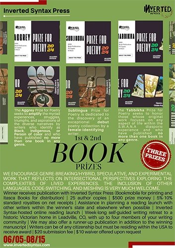 newpages's tweet card. Submit well-crafted and daring work to Inverted Syntax's 2024 Poetry Book Contest for a chance to be published in their fall 2026 catalog.