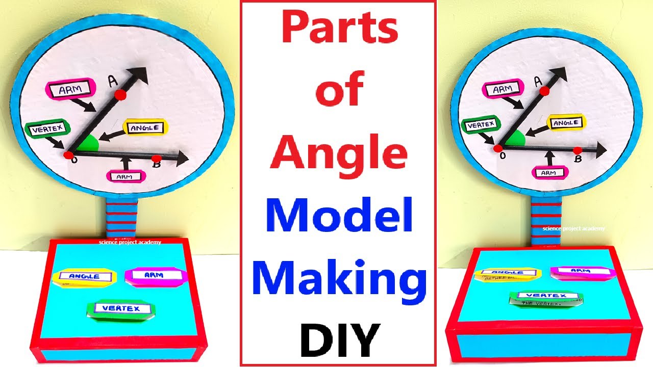 howtofunda's tweet card. parts of angles model making - maths project tlm | science project...