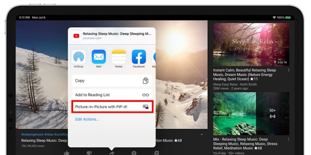 sherwinzadeh's tweet card. iPhone users can finally use picture-in-picture with iOS 14, but the YouTube app blocks this feature. With PiP-it installed you can just tap Share > More > Picture in Picture with PiP-it from any...