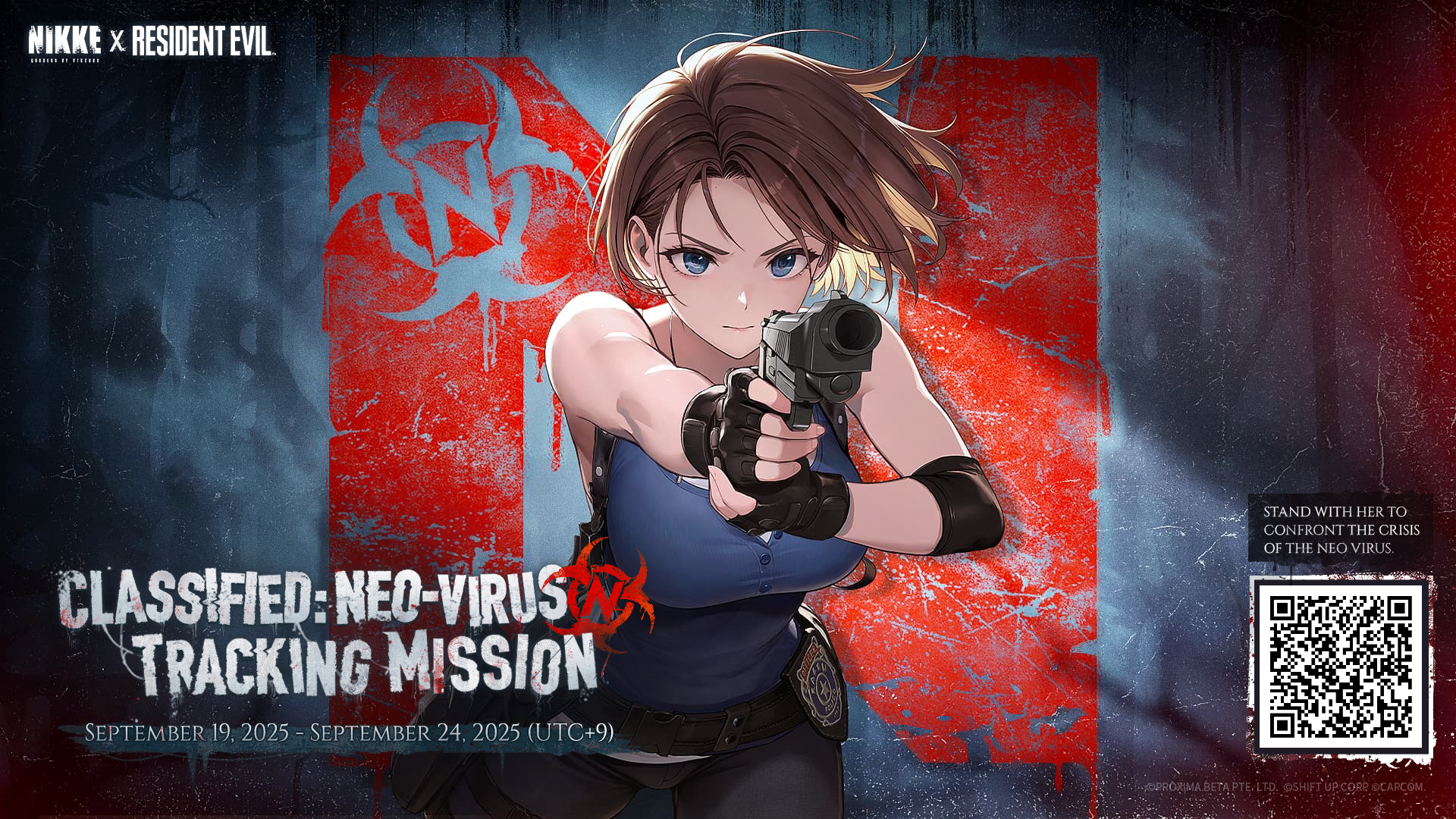 RyukyuCajun's tweet card. Nikke x Resident Evil collab goes live on September 24. Fight shoulder to shoulder with them against the new threat.