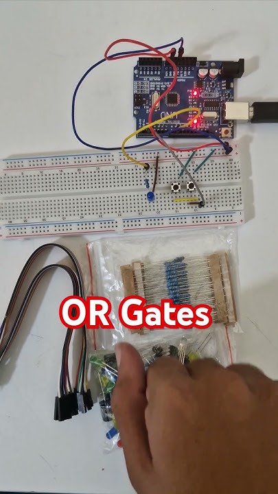 AbdullahJa18886's tweet card. OR Gates working with breadboard and Arduino #boolean #breadboard...