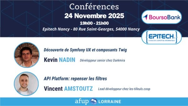 afup_lorraine's tweet card. Bonjour à tout·e·s, Nous vous donnons rendez-vous lundi **24 novembre 2025** pour un meetup x apéro PHP à partir de **18h30**. Nous assisterons à deux conférences, la prem