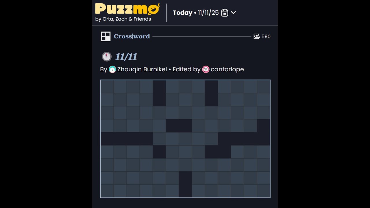 juicyluce9's tweet card. Puzzmo Crossword 11/11/2025