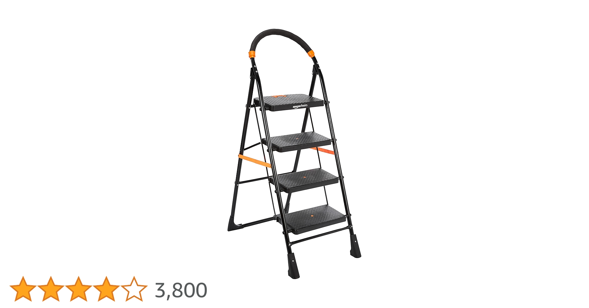 iqkipedia's tweet card. amazon basics Clamber - Foldable Step Ladder, Safety-Clutch Lock, Ribbed Steps, Knee Guard, Non-Marring PVC Shoes, 4 Steps (Steel, Black & Orange)