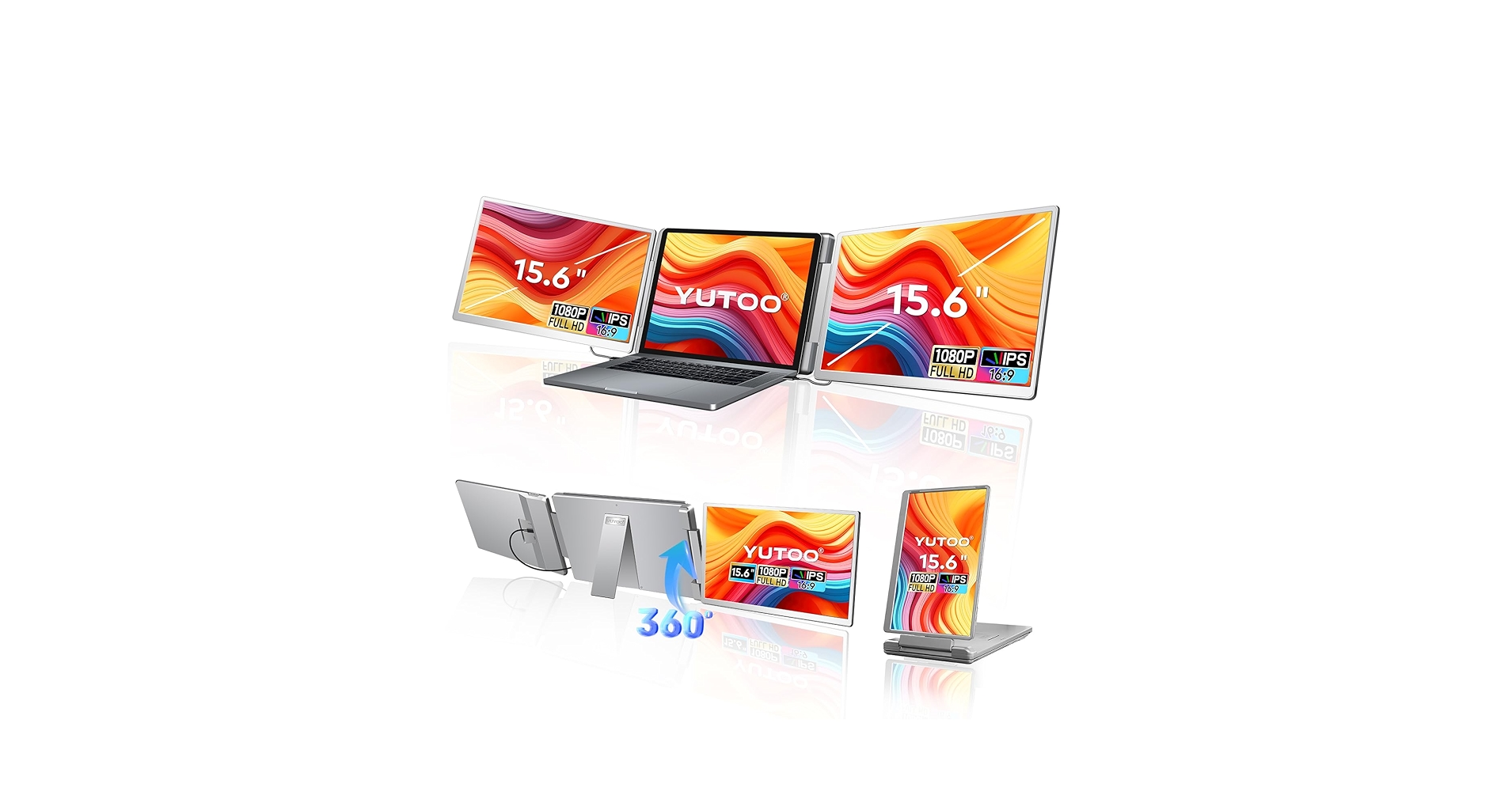 Ebube39714298's tweet card. 15.6" Laptop Screen Extender, 360° Rotation Screen FHD 1080P IPS Ultra-Thin Triple Laptop Monitor Extender, Plug and Play Triple Monitor for 12"-18.5" Laptops with USB-C/HDMI, for Windows/Mac/Android