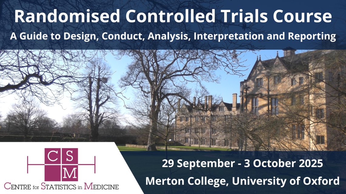 ProfJACook's tweet card. RANDOMISED CONTROLLED TRIALS COURSE: A Guide to Design, Conduct, Analysis, Interpretation and...