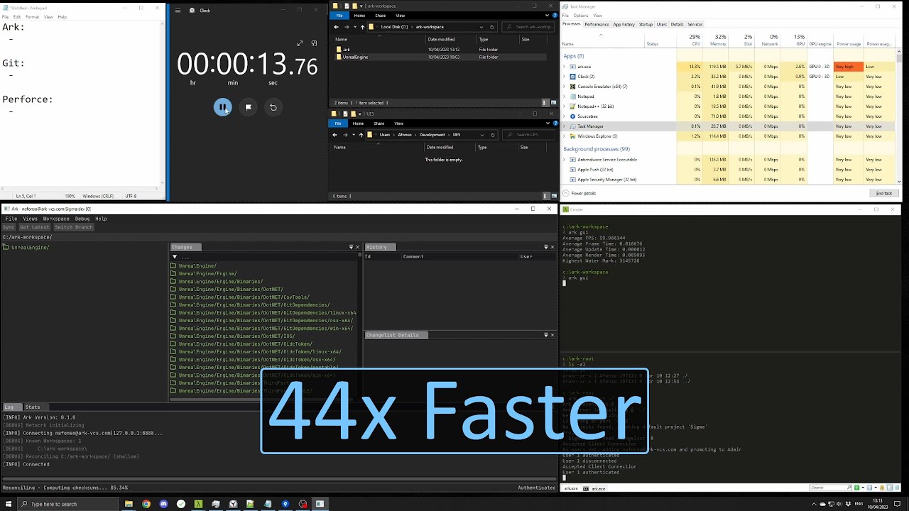 nafonsopt's tweet card. Ark Vcs - Performance vs Git And Perforce