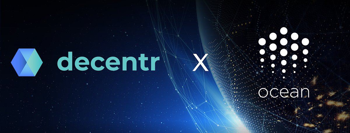 DecentrNet's tweet card. Decentr and Ocean Protocol are pleased to announce a strategic and technical partnership that will integrate Ocean Protocol into the…