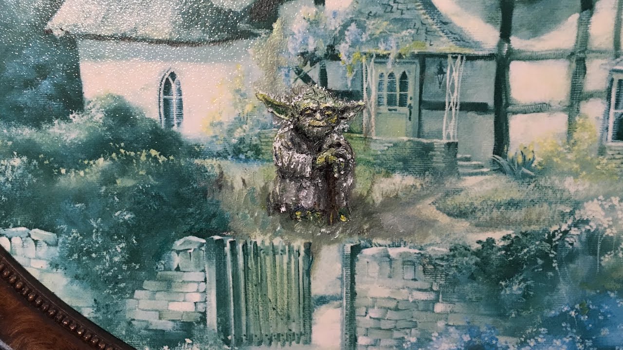 stickyARTc's tweet card. Yoda Painting on a Thrift Shop Find!